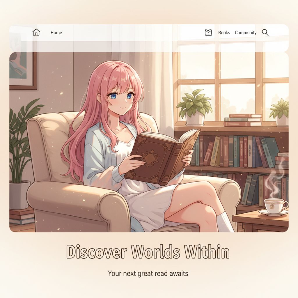 SFW anime babe reading book
