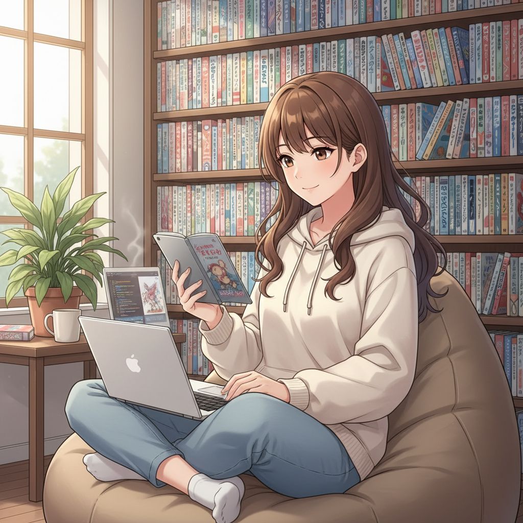 SFW anime babe with tablet